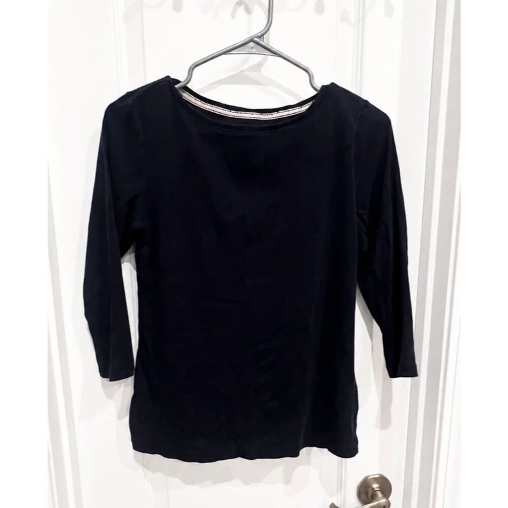 Talbots Women’s Navy Blue 100% Pima Cotton 3/4 Sleeve Top Size Small